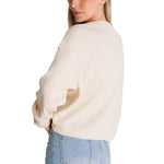 Polerón Cuello en V Mujer Oversize Waffle Blanco CAT
