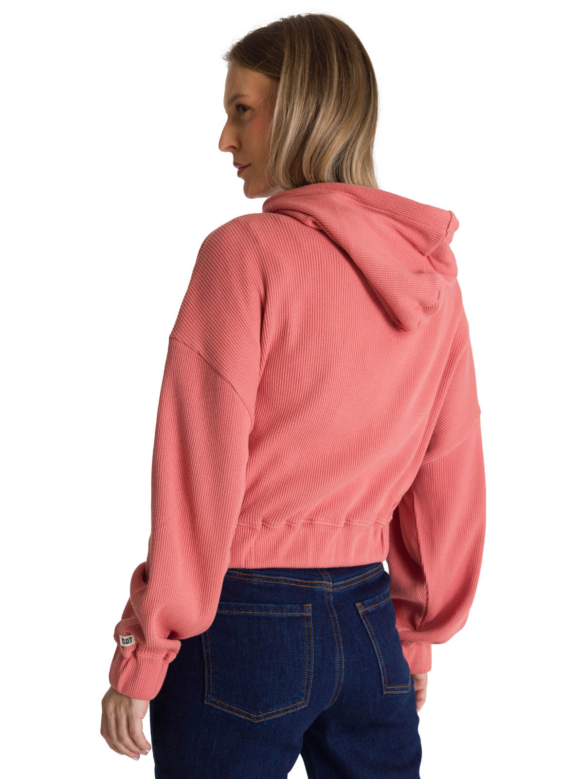 Polerón Con Gorro Mujer Waffle-Knit Salmón CAT