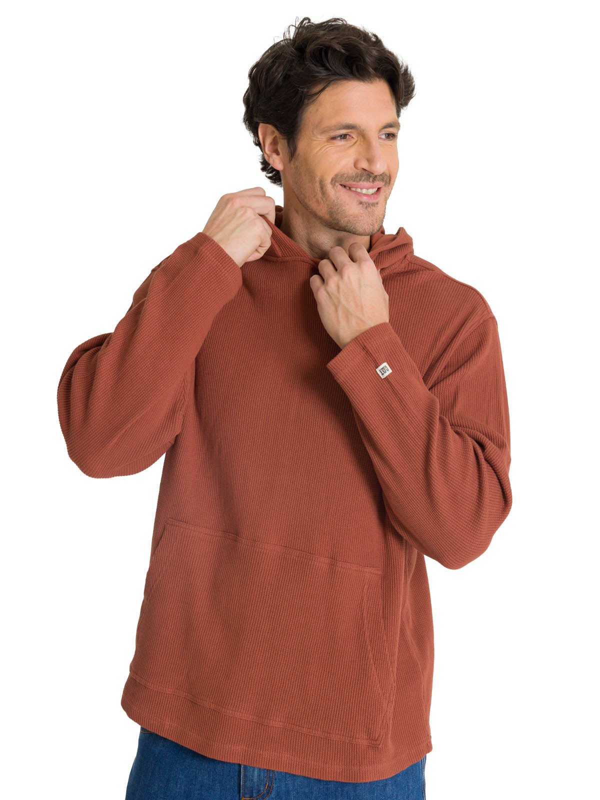 Polerón Con Gorro Hombre Waffle-Knit Terracota CAT