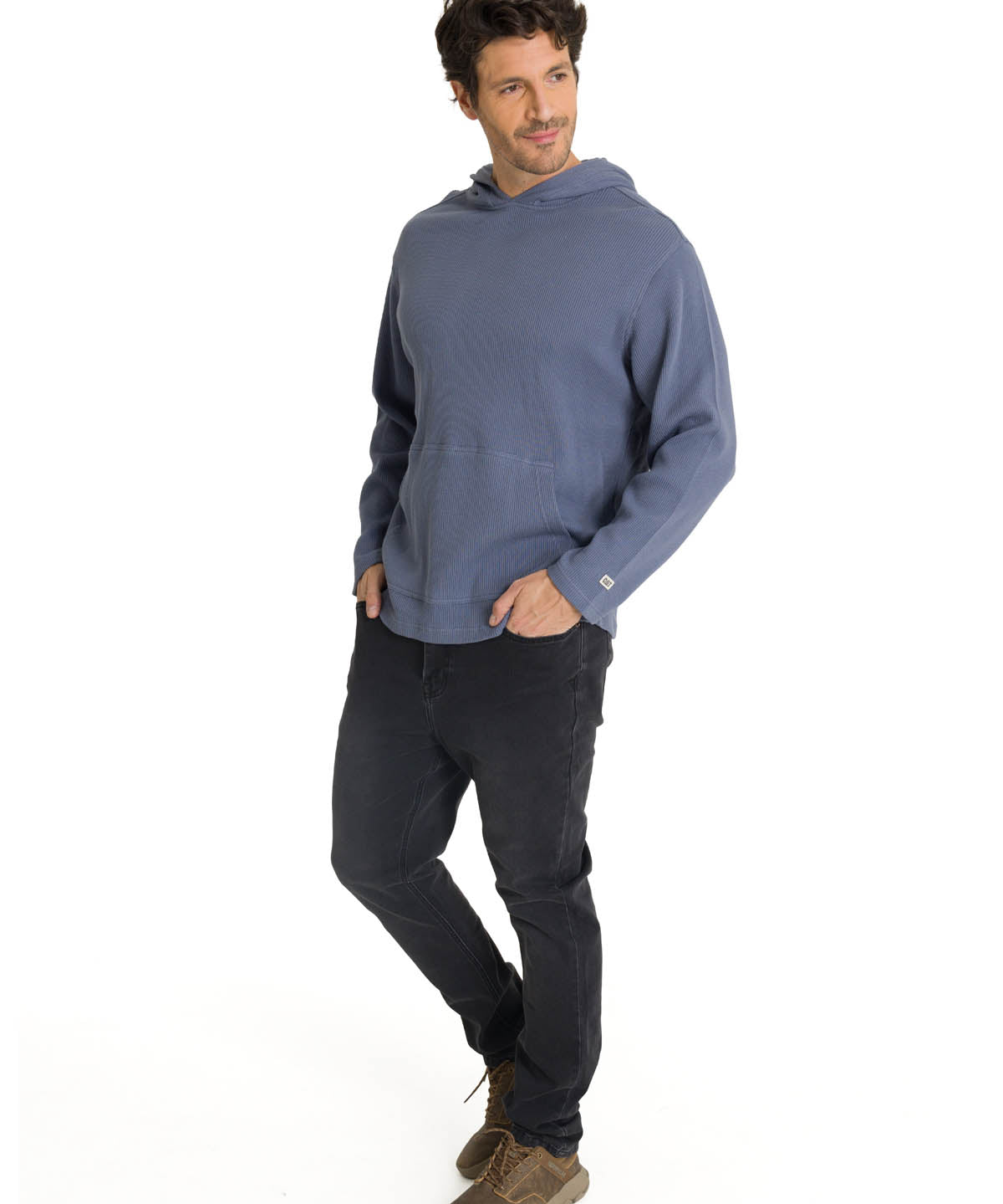 Polerón Con Gorro Hombre Waffle-Knit Gris CAT