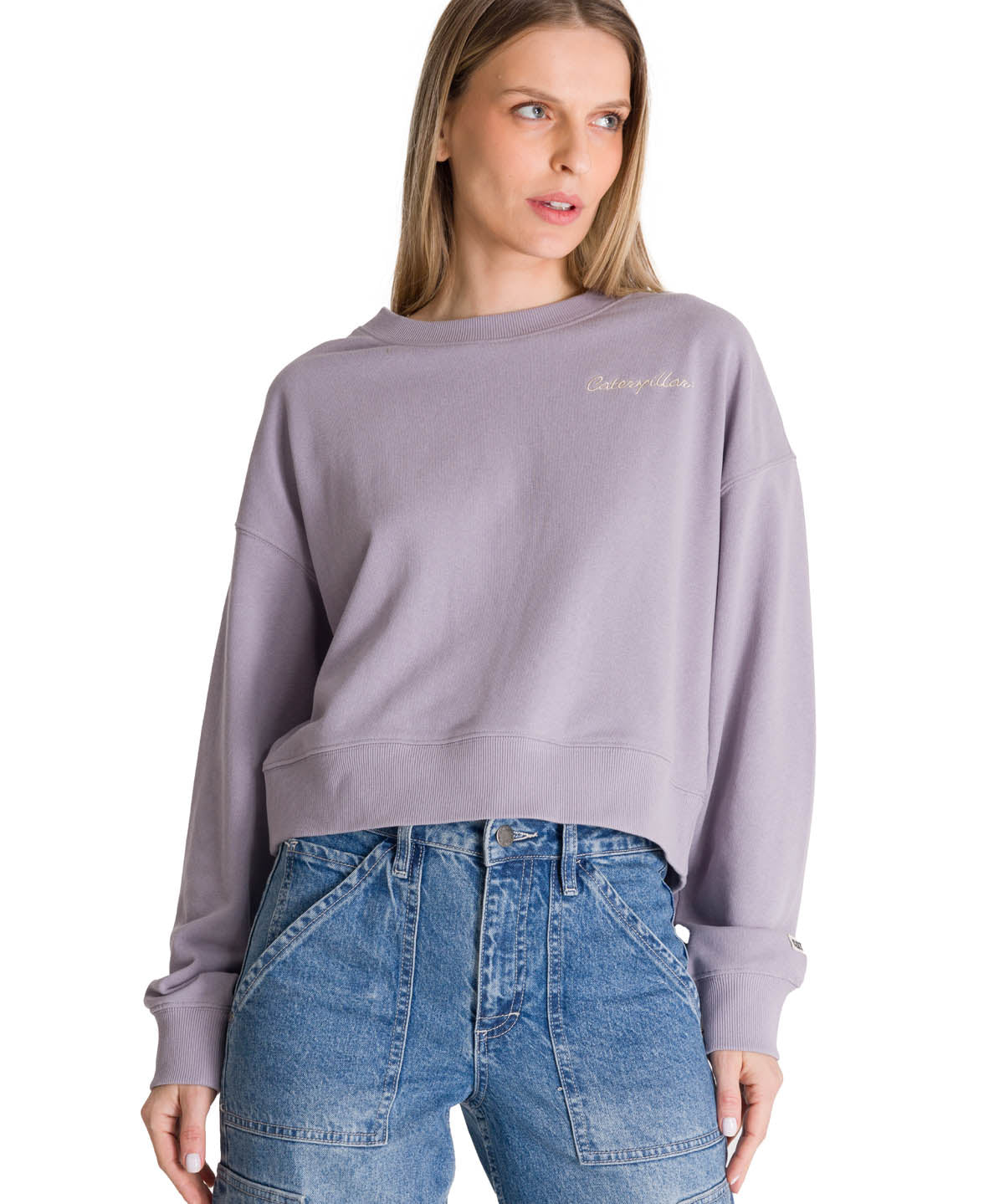 Polerón Crewneck Mujer Relaxed French Terry Lila CAT