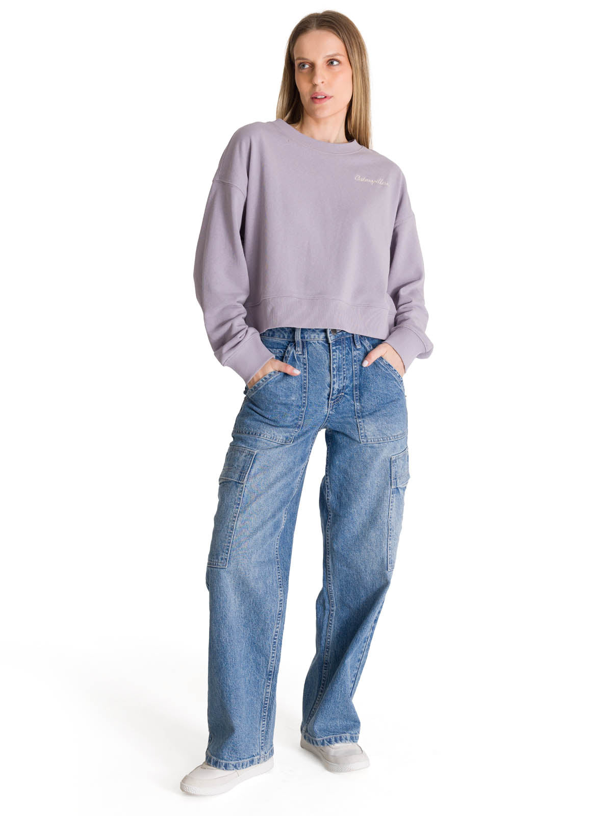 Polerón Crewneck Mujer Relaxed French Terry Lila CAT