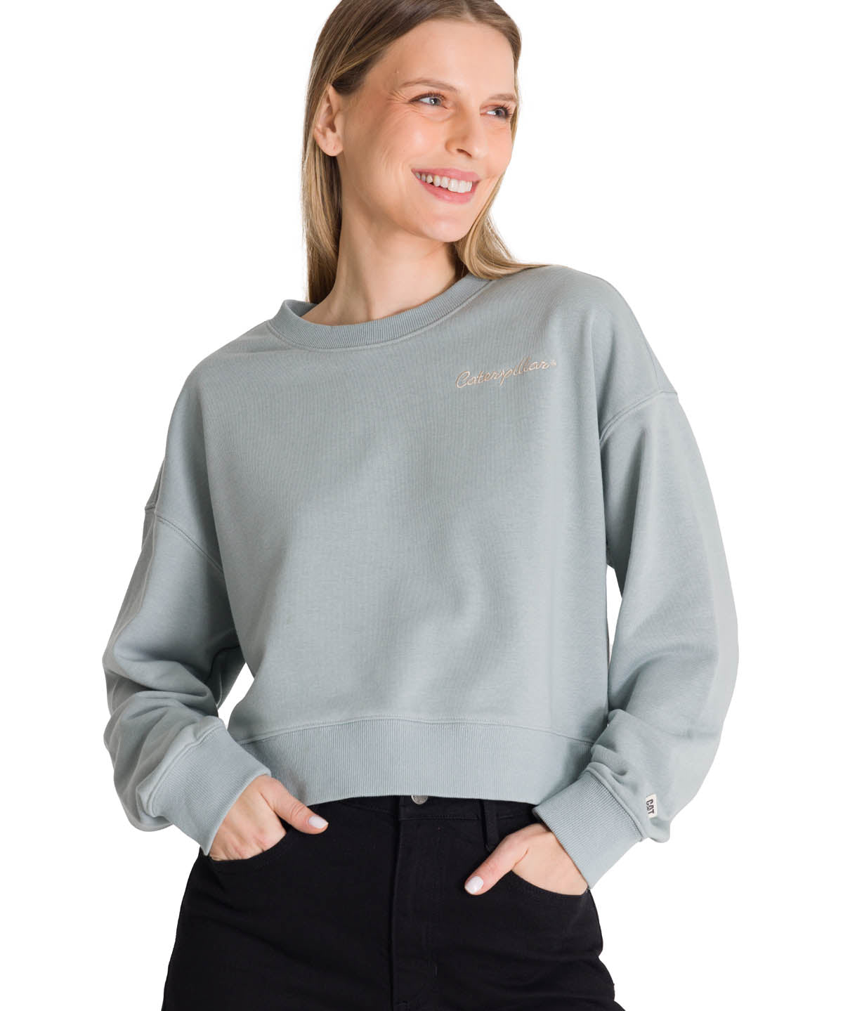 Polerón Crewneck Mujer Relaxed French Terry Celeste CAT