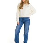 Polerón Full Zip Mujer Relaxed French Terry Blanco CAT