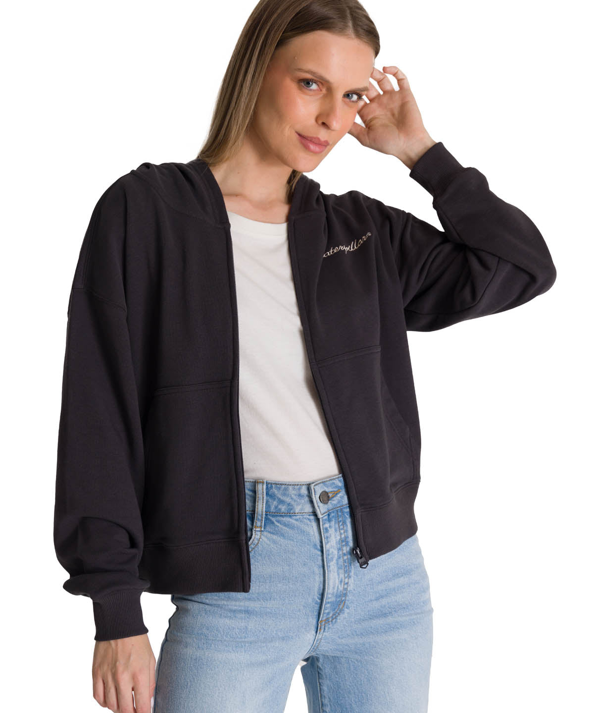 Polerón Crewneck Mujer Relaxed French Terry Negro CAT
