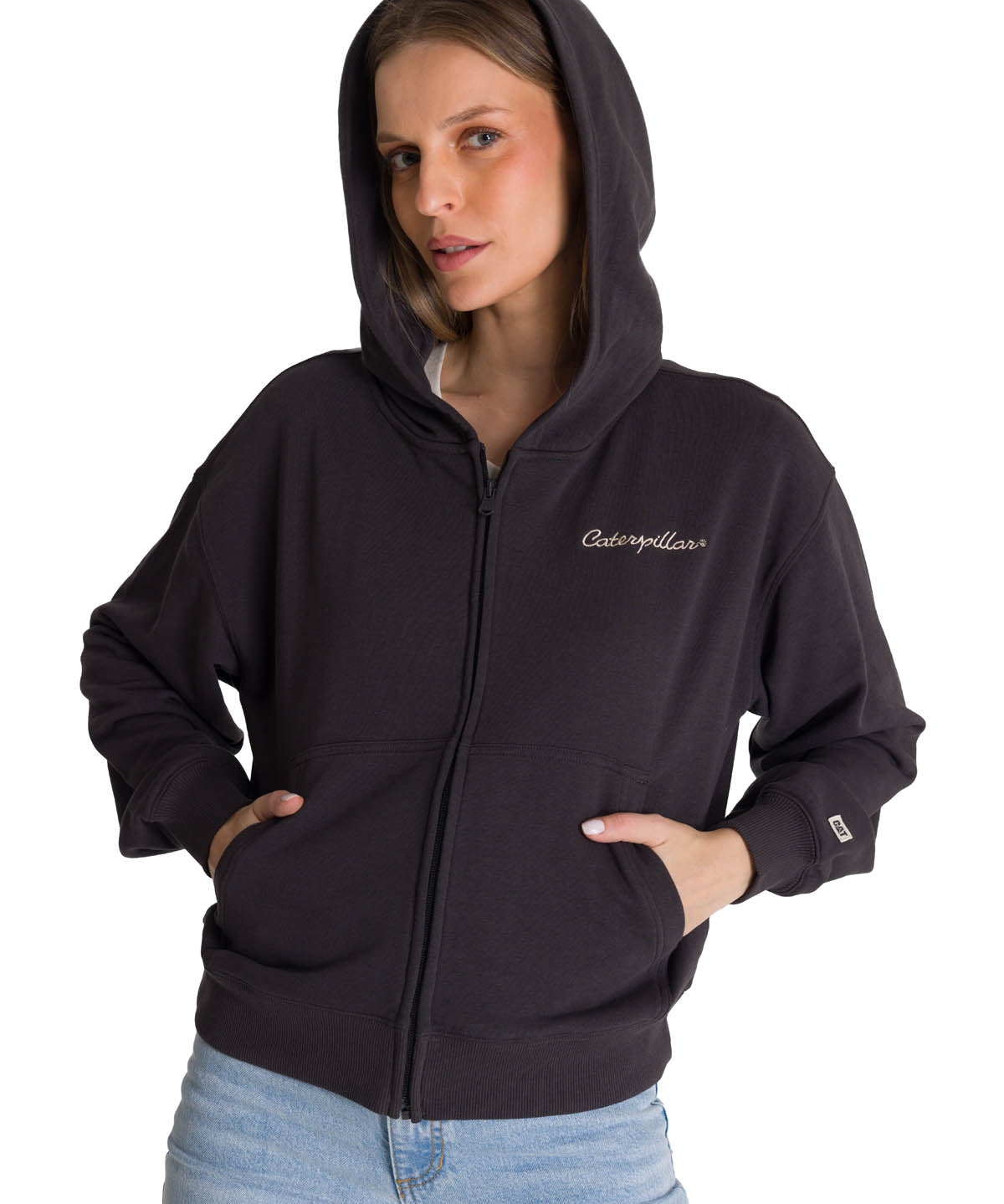 Polerón Crewneck Mujer Relaxed French Terry Negro CAT