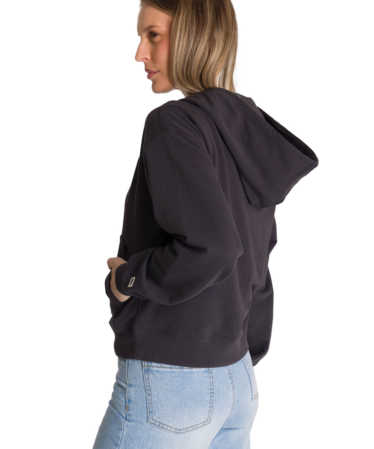 Polerón Crewneck Mujer Relaxed French Terry Negro CAT