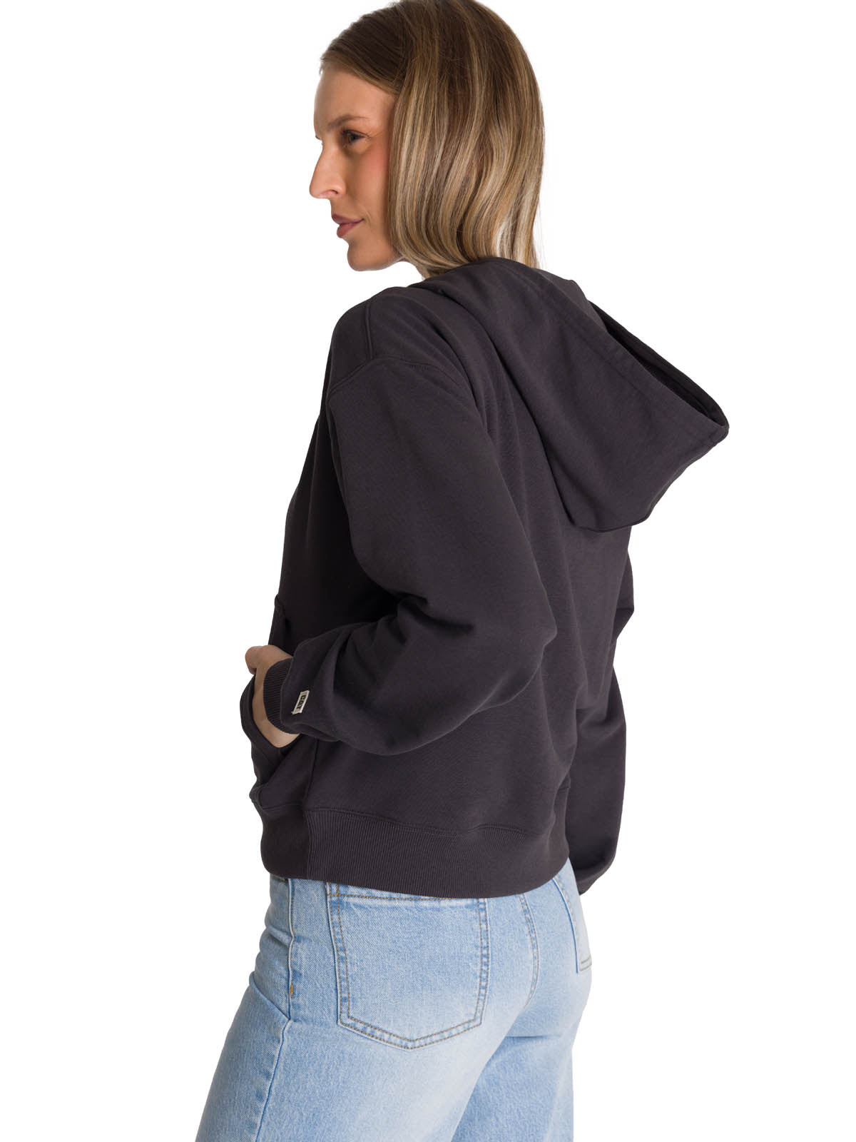 Polerón Crewneck Mujer Relaxed French Terry Negro CAT