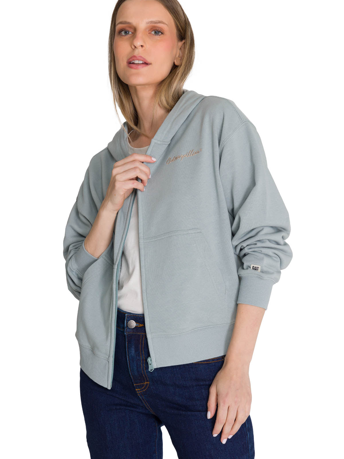 Polerón Crewneck Mujer Relaxed French Terry Celeste CAT