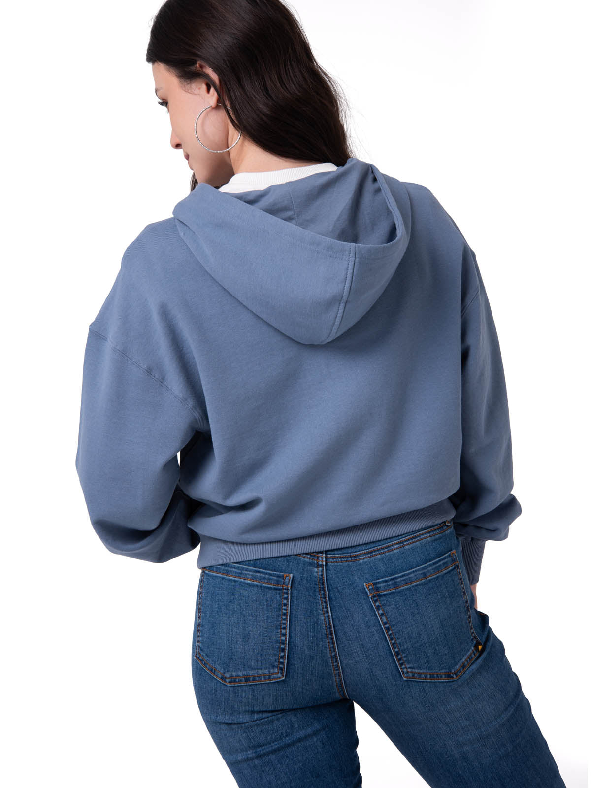 Polerón Mujer Relaxed French Terry Full Zip Azul Cat
