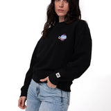 Polerón Crewneck Mujer Diseño French Terry Negro Cat