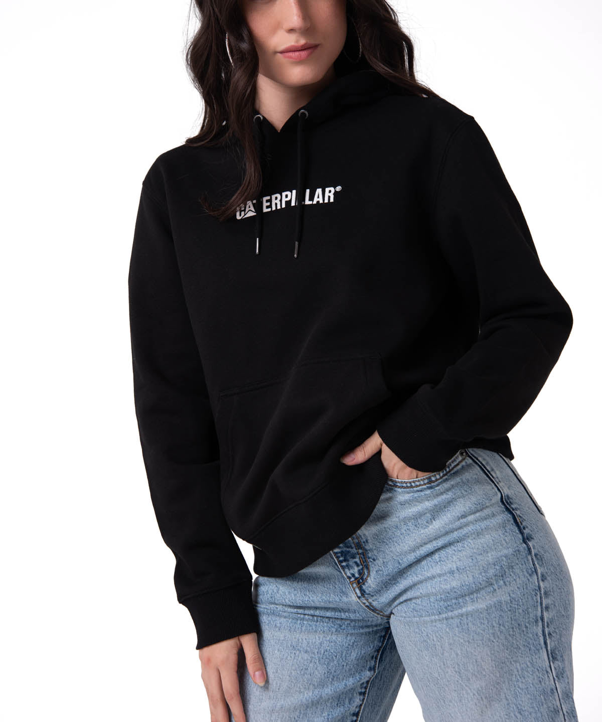 Polerón Con Gorro Mujer Fleece Caterpillar Negro