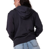 Polerón Con Gorro Mujer Patch Full Zip Negro Cat
