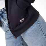 Polerón Con Gorro Mujer Patch Full Zip Negro Cat