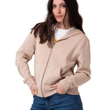 Polerón Con Gorro Mujer Patch Full Zip Beige Cat