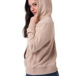 Polerón Con Gorro Mujer Patch Full Zip Beige Cat
