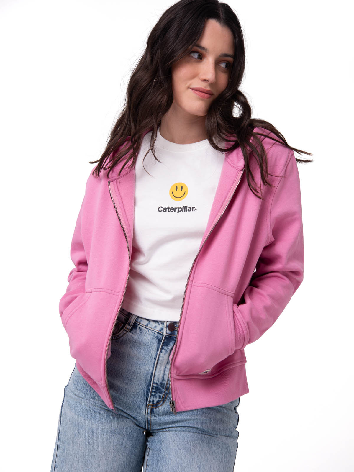 Polerón Con Gorro Mujer Patch Full Zip Rosa Cat