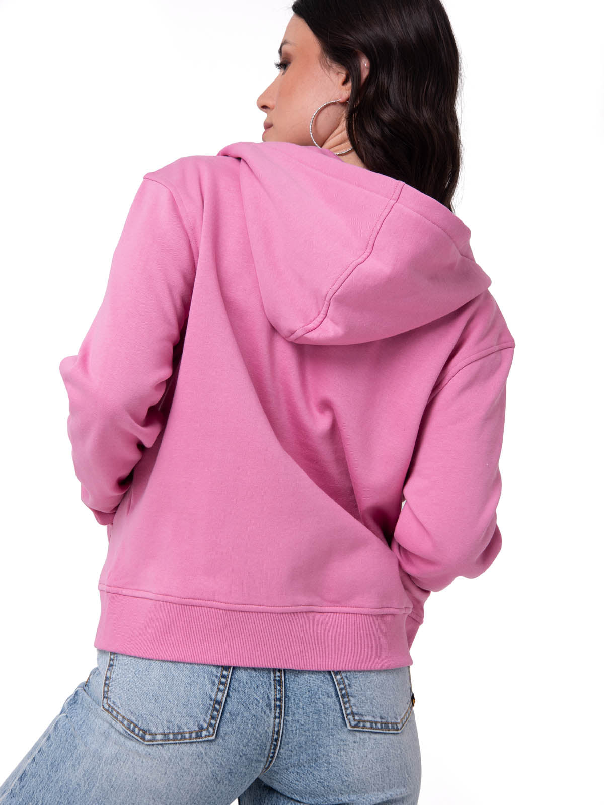 Polerón Con Gorro Mujer Patch Full Zip Rosa Cat