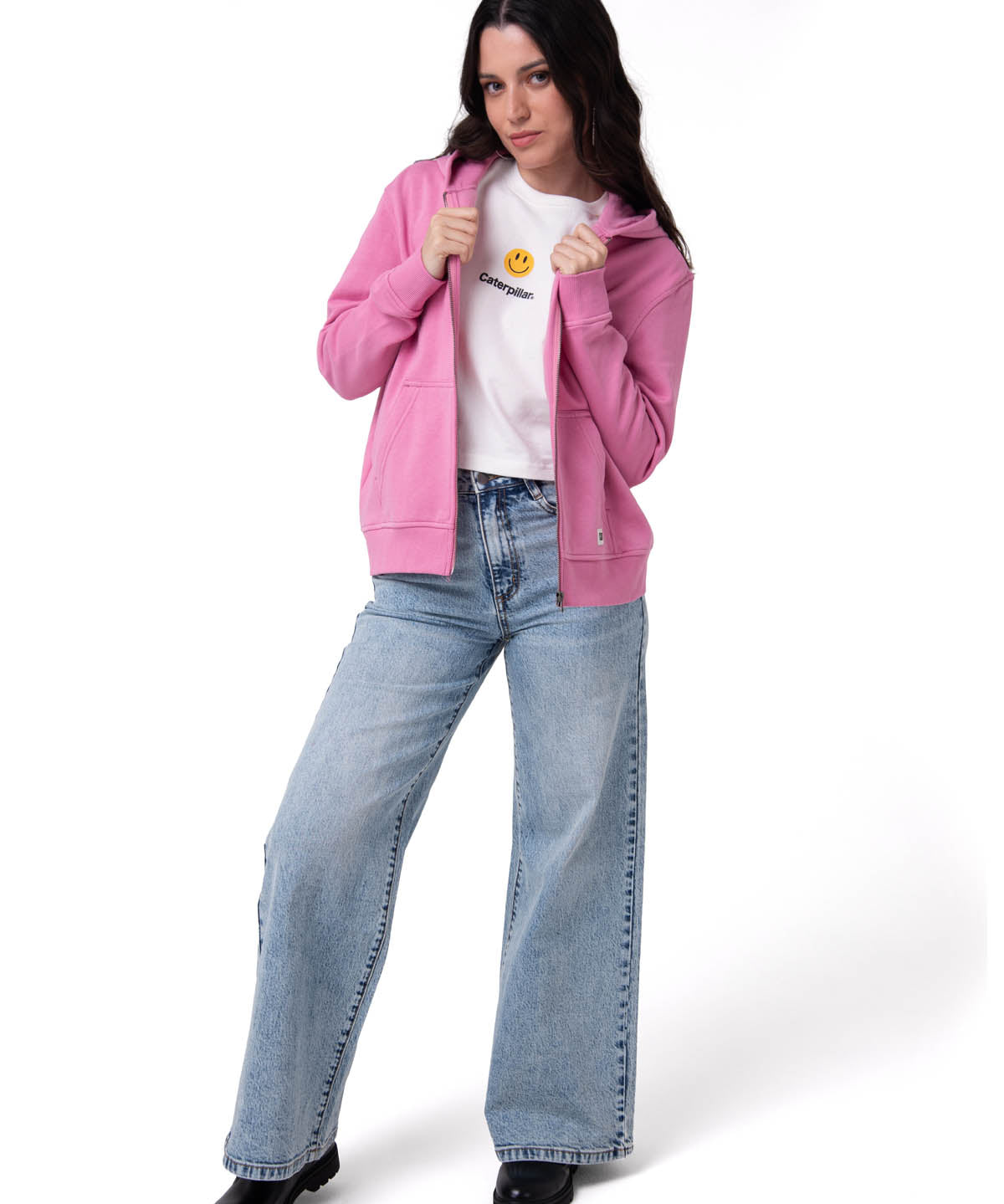 Polerón Con Gorro Mujer Patch Full Zip Rosa Cat