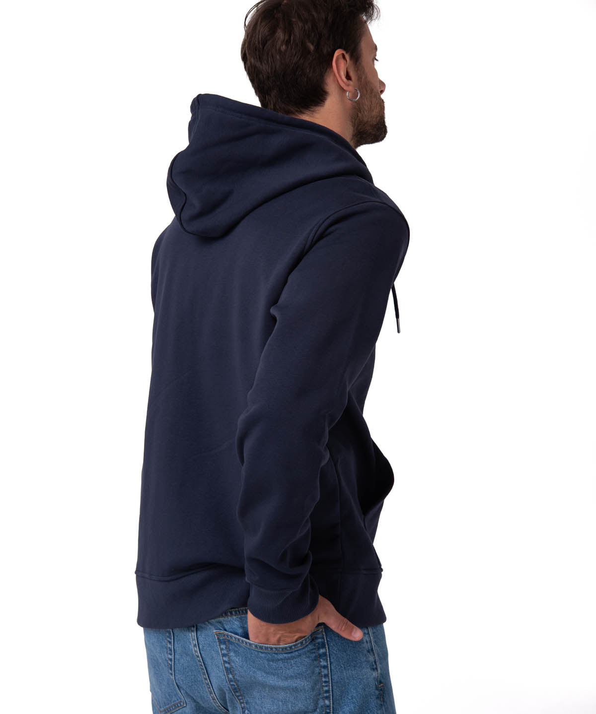 Polerón Con Gorro Hombre CAT Patch Full Zip Azul Oscuro Cat