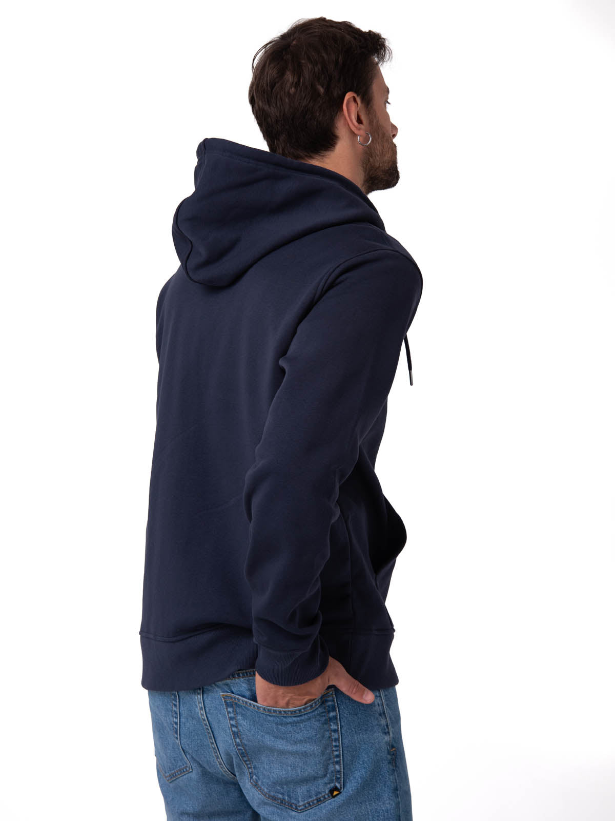 Polerón Con Gorro Hombre CAT Patch Full Zip Azul Oscuro Cat