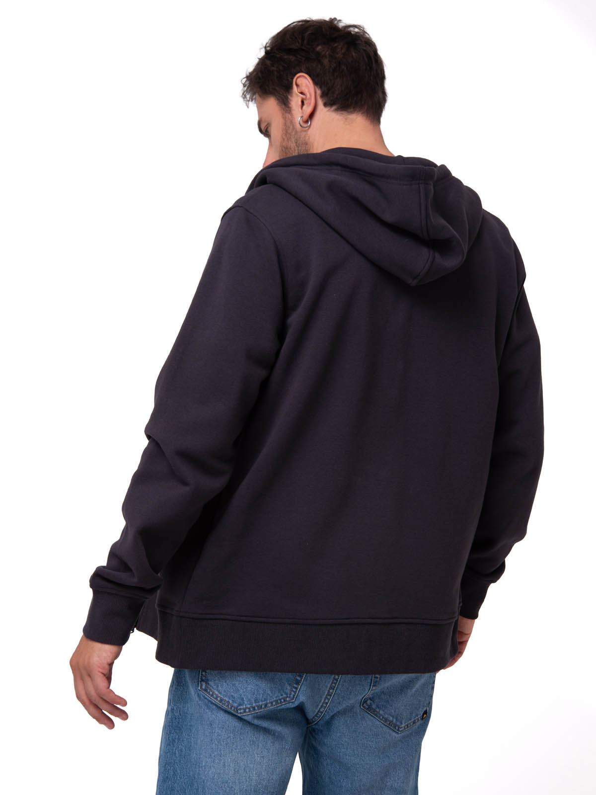 Polerón Con Gorro Hombre CAT Patch Full Zip Negro Cat