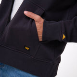 Polerón Con Gorro Hombre CAT Patch Full Zip Negro Cat