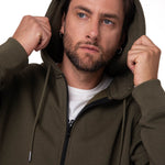 Polerón Con Gorro Hombre CAT Patch Full Zip Verde Cat