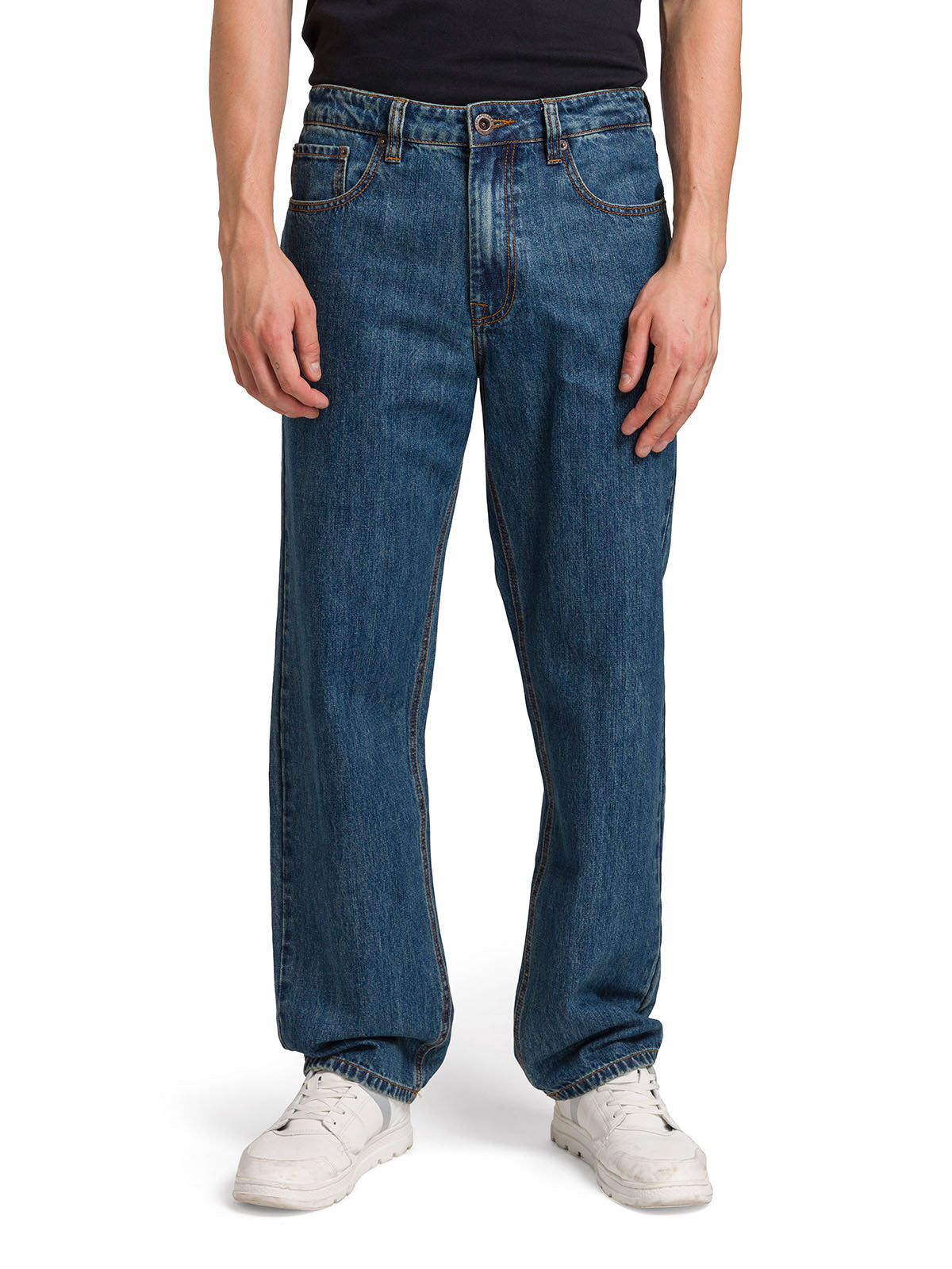Jeans Recto Hombre Rigid Denim Straight Azul Marino Cat