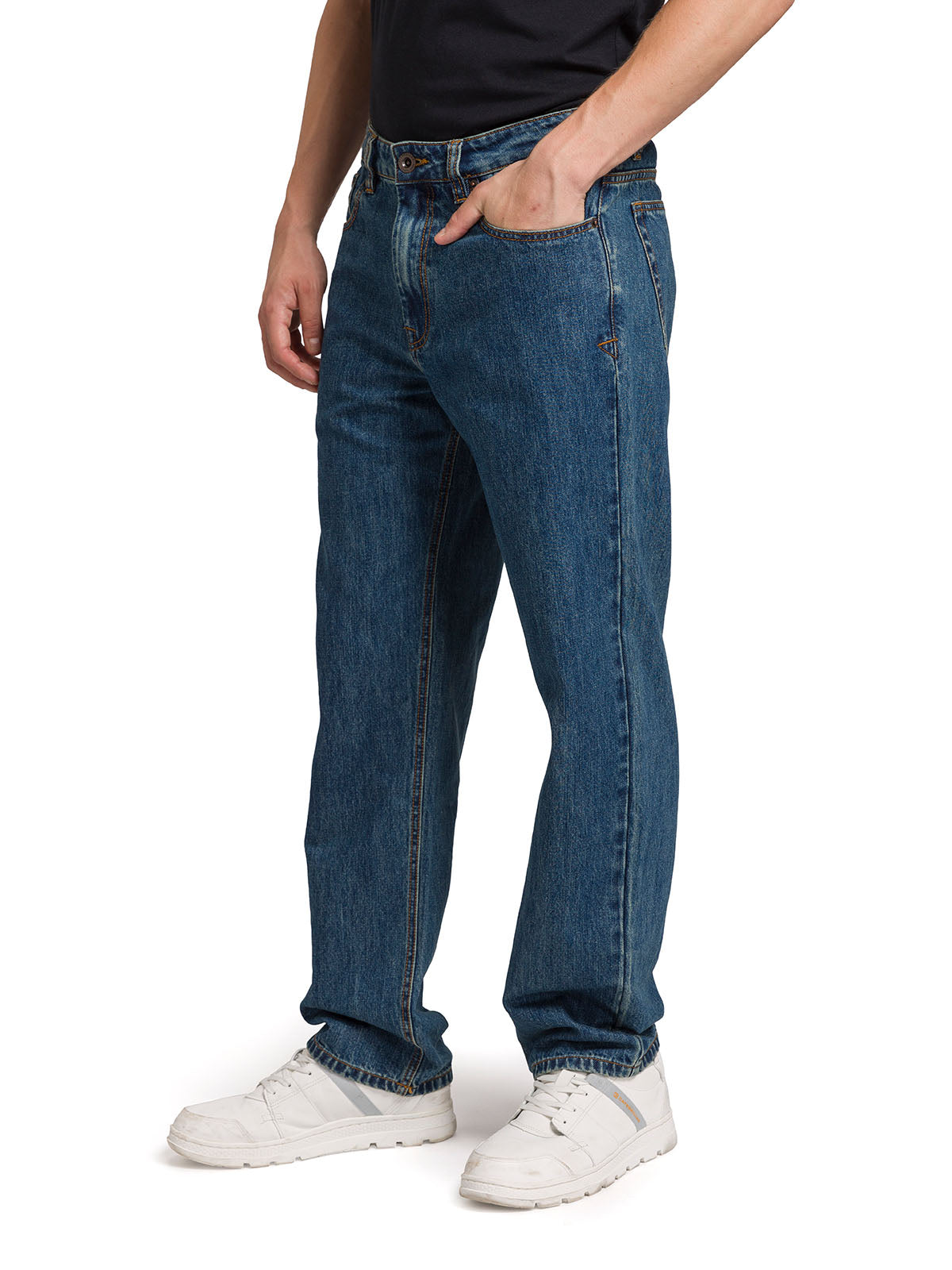 Jeans Recto Hombre Rigid Denim Straight Azul Marino Cat