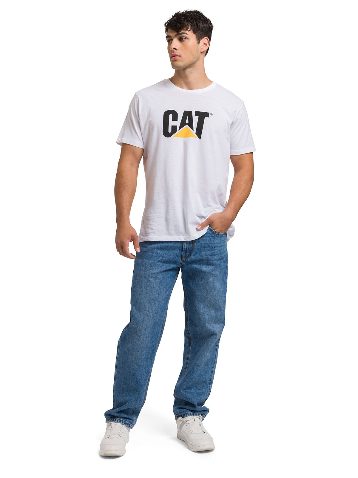 Jeans Recto Hombre Rigid Denim Straight Azul Cat