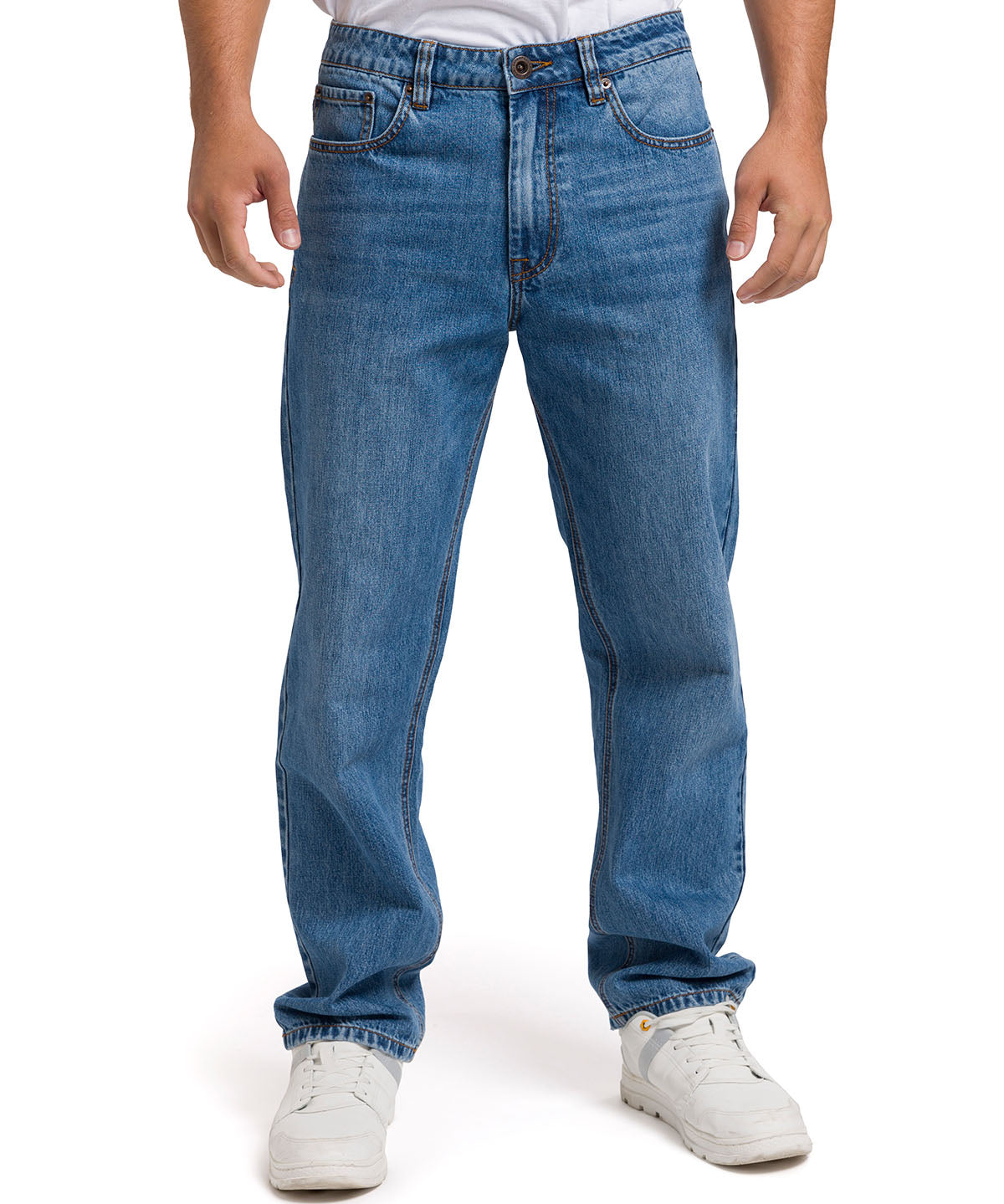 Jeans Recto Hombre Rigid Denim Straight Azul Cat