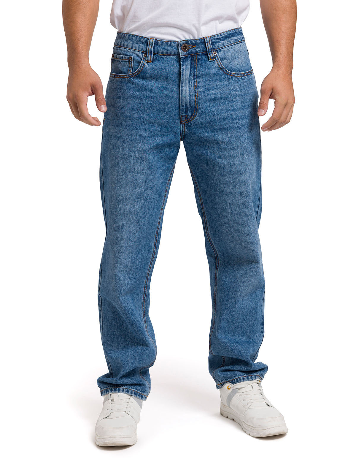Jeans Recto Hombre Rigid Denim Straight Azul Cat
