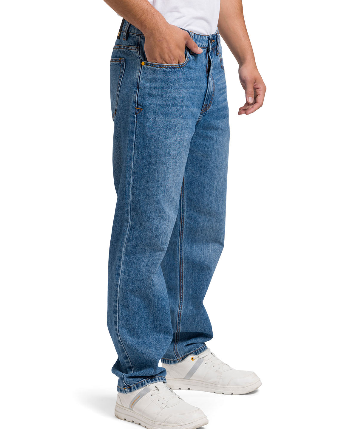 Jeans Recto Hombre Rigid Denim Straight Azul Cat