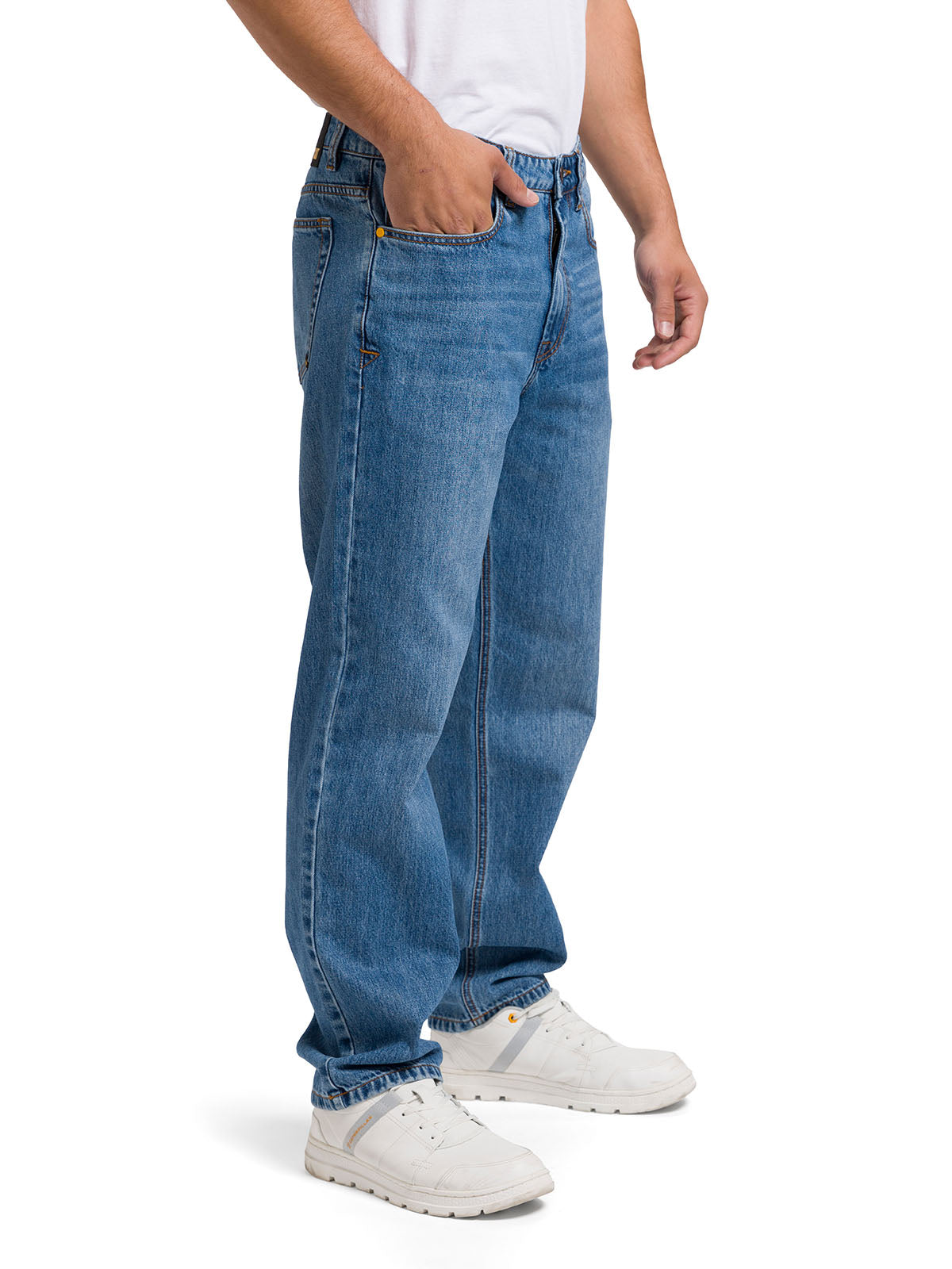 Jeans Recto Hombre Rigid Denim Straight Azul Cat