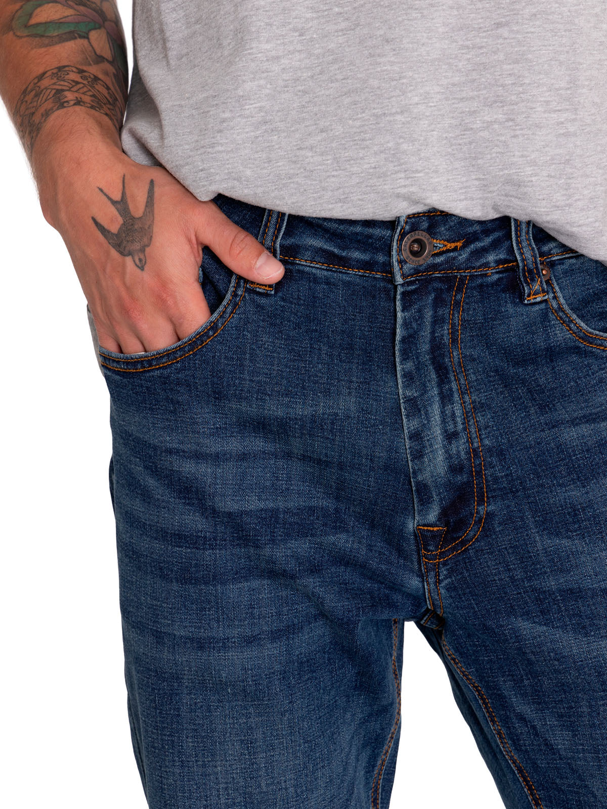 Jeans Denim Hombre Triblend Stretch Denim Slim Rojo Cat