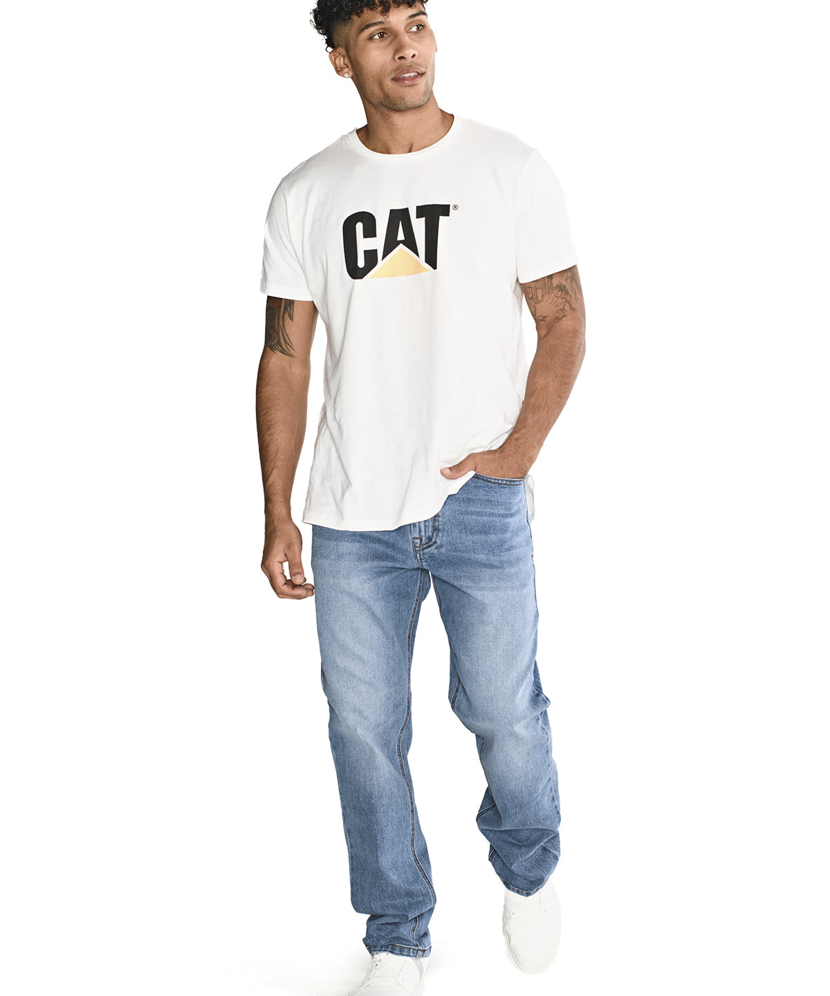 Jeans Denim Hombre Eco Stretch Denim Straight Gris Cat