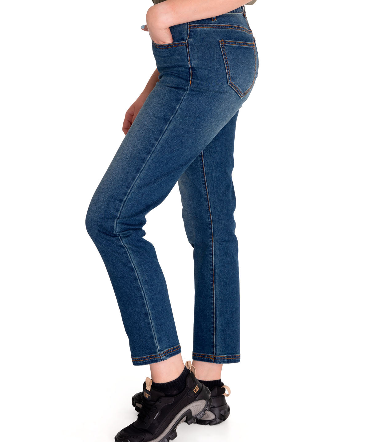 Jeans Denim Mujer Triblend Stretch Denim High-Rise Straight Rojo Cat