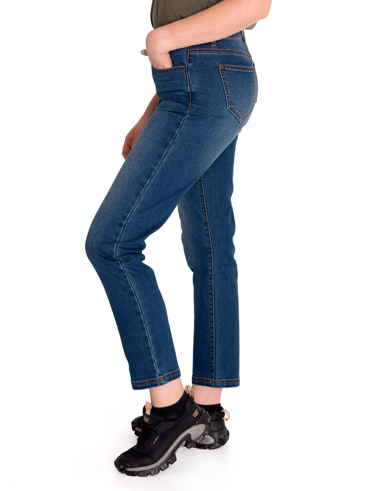 Jeans Denim Mujer Triblend Stretch Denim High-Rise Straight Rojo Cat