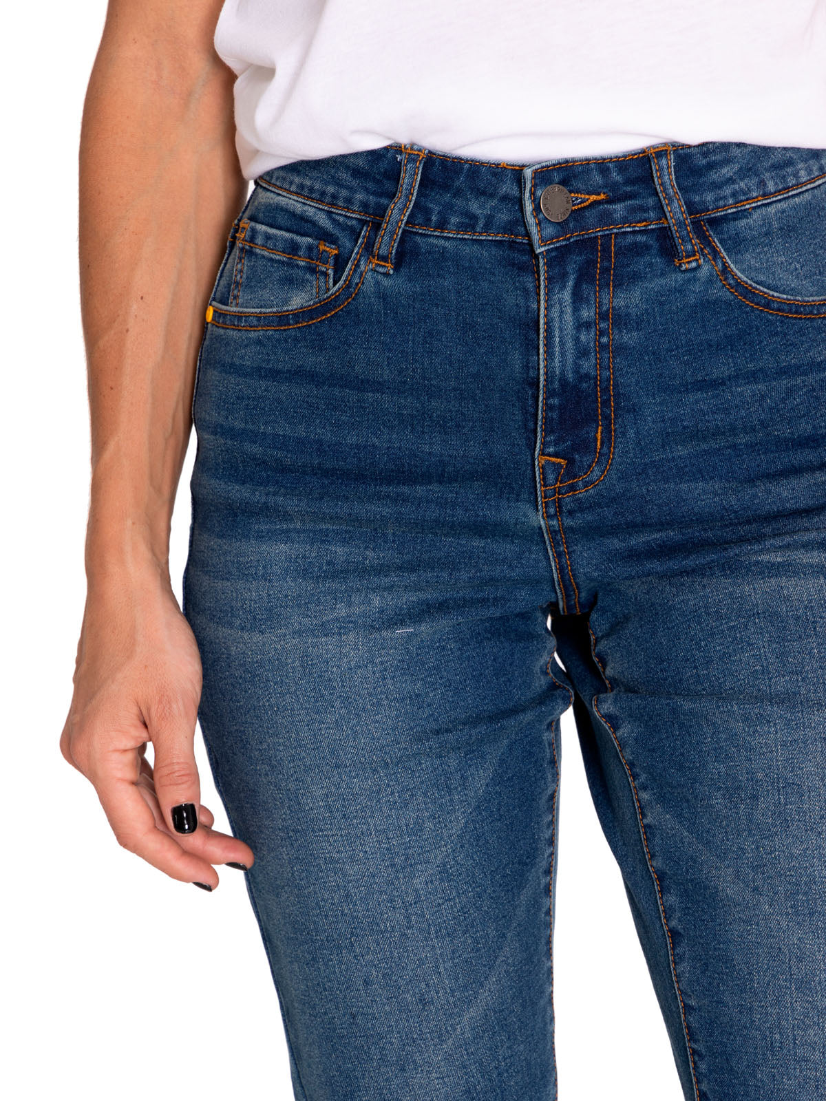 Jeans Denim Mujer Triblend Stretch Denim Mid-Rise Skinny Rojo Cat