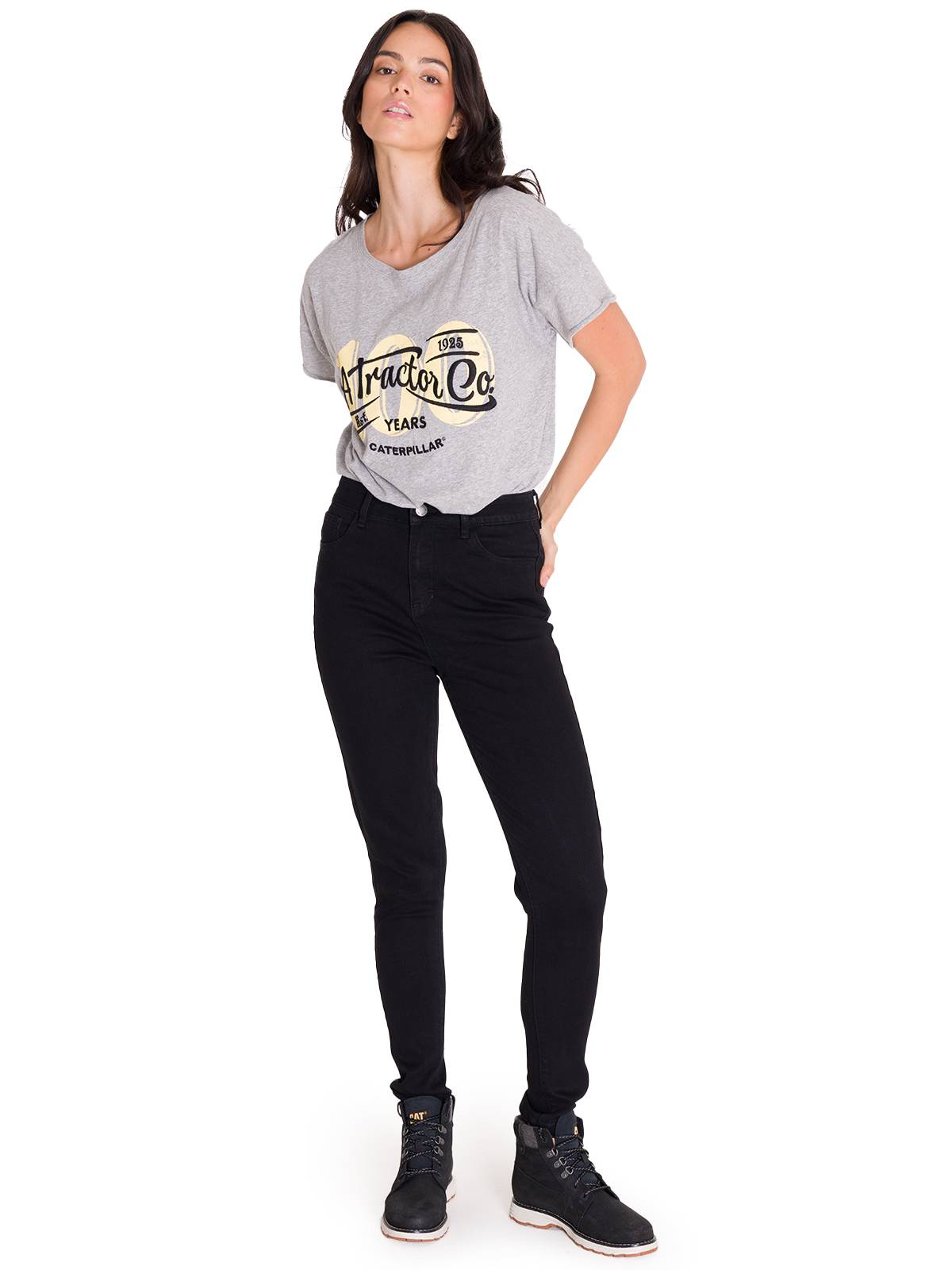 Jeans Denim Mujer Triblend Stretch Denim Mid-Rise Skinny Gris Cat