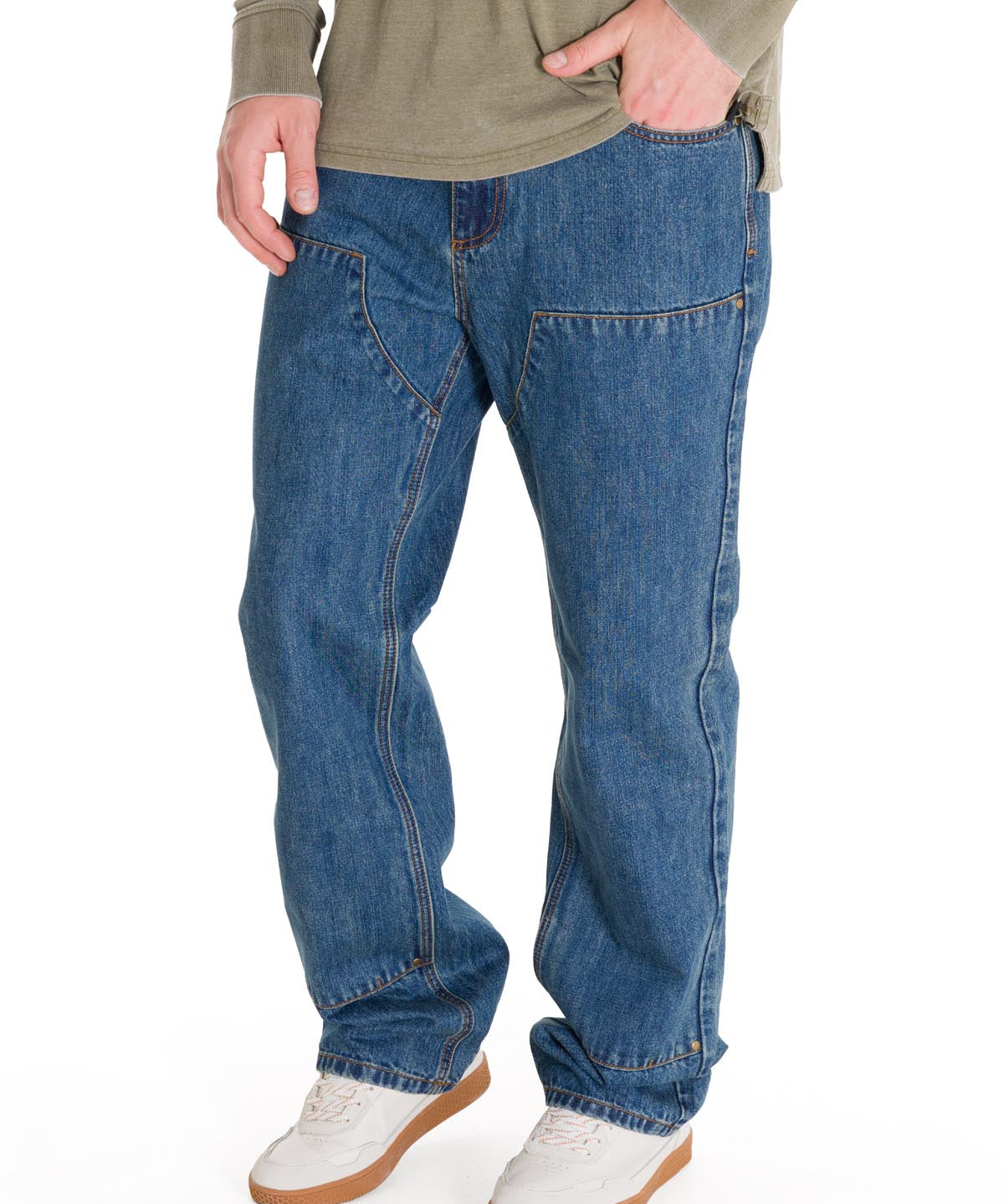 Jeans Regular Hombre Denim Double Front Azul Marino Cat