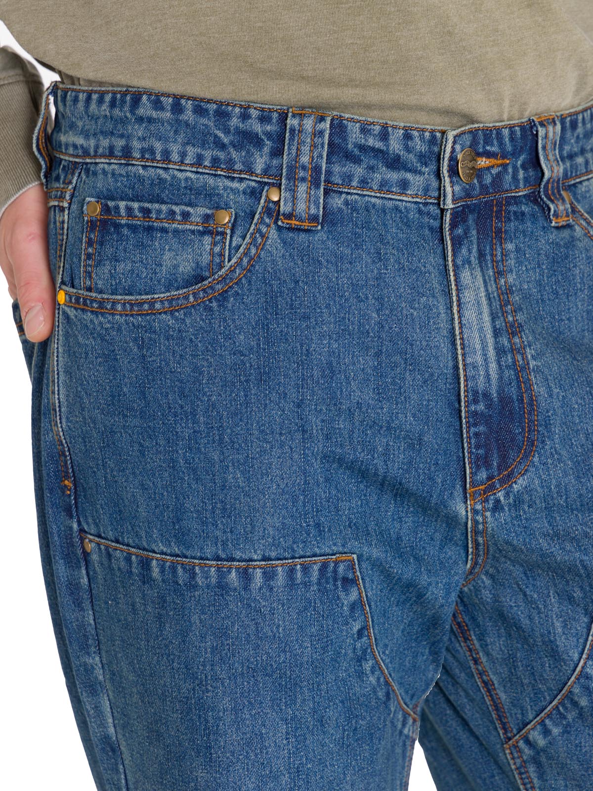 Jeans Regular Hombre Denim Double Front Azul Marino Cat