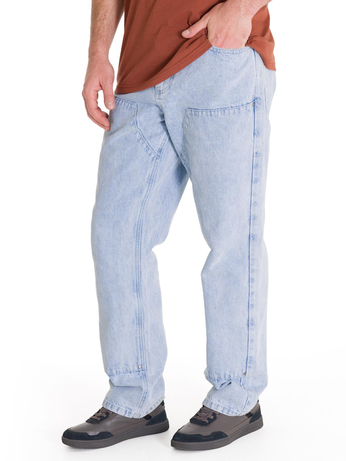 Jeans Regular Hombre Denim Double Front Azul Claro Cat