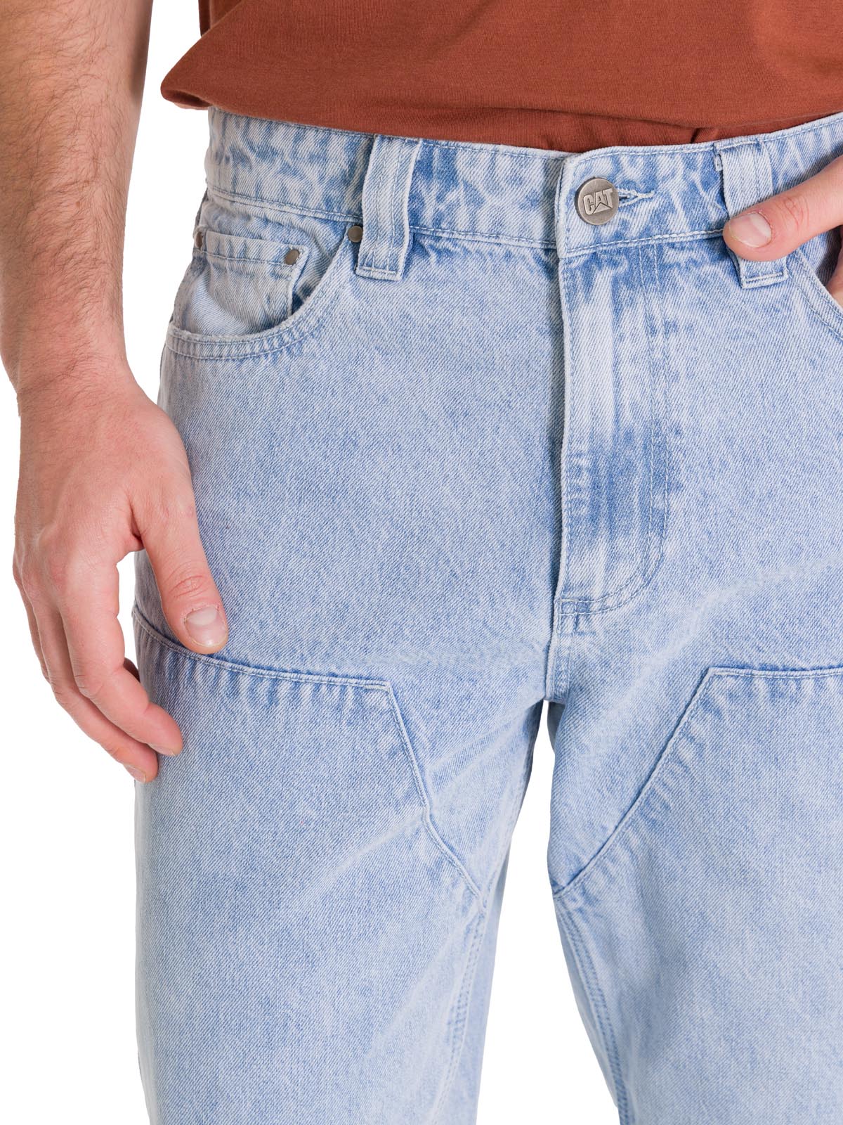 Jeans Regular Hombre Denim Double Front Azul Claro Cat