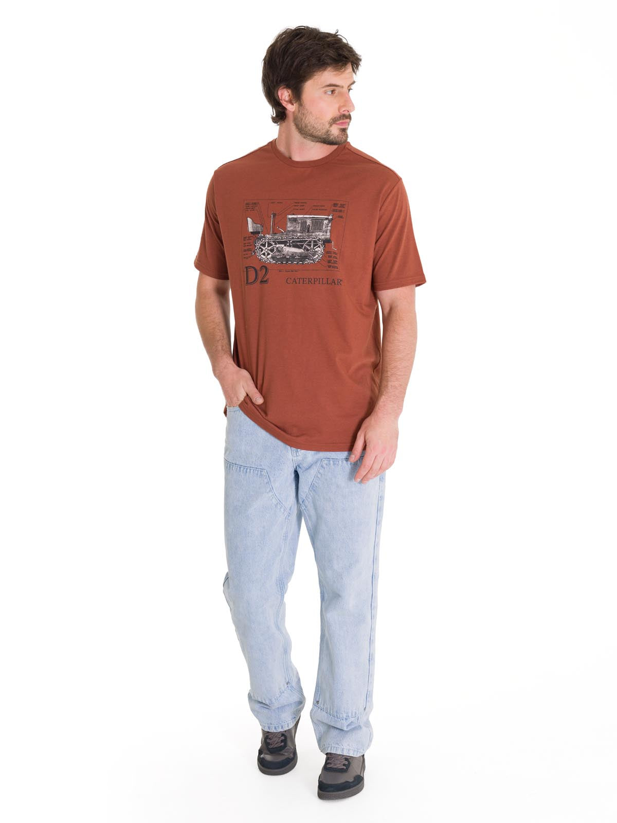 Jeans Regular Hombre Denim Double Front Azul Claro Cat