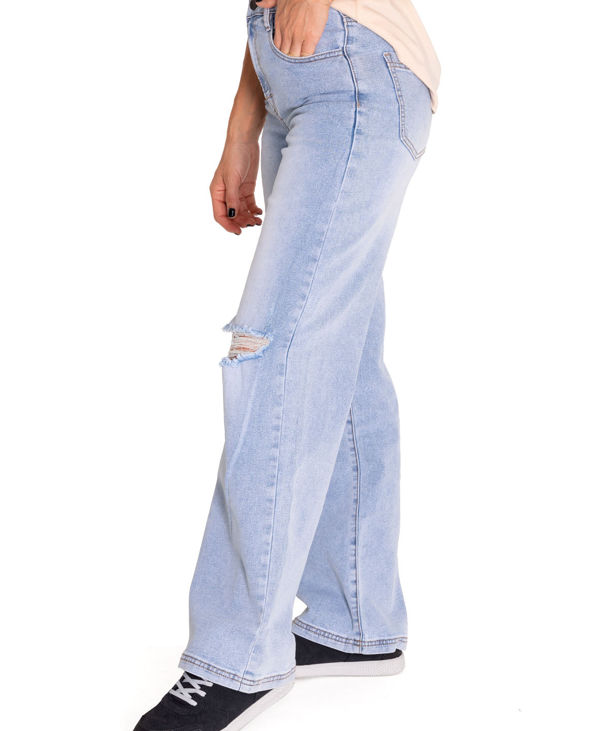 Jeans Denim Mujer Triblend Stretch Denim Wide Leg Gris Cat