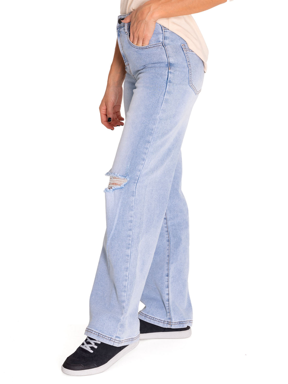 Jeans Denim Mujer Triblend Stretch Denim Wide Leg Gris Cat
