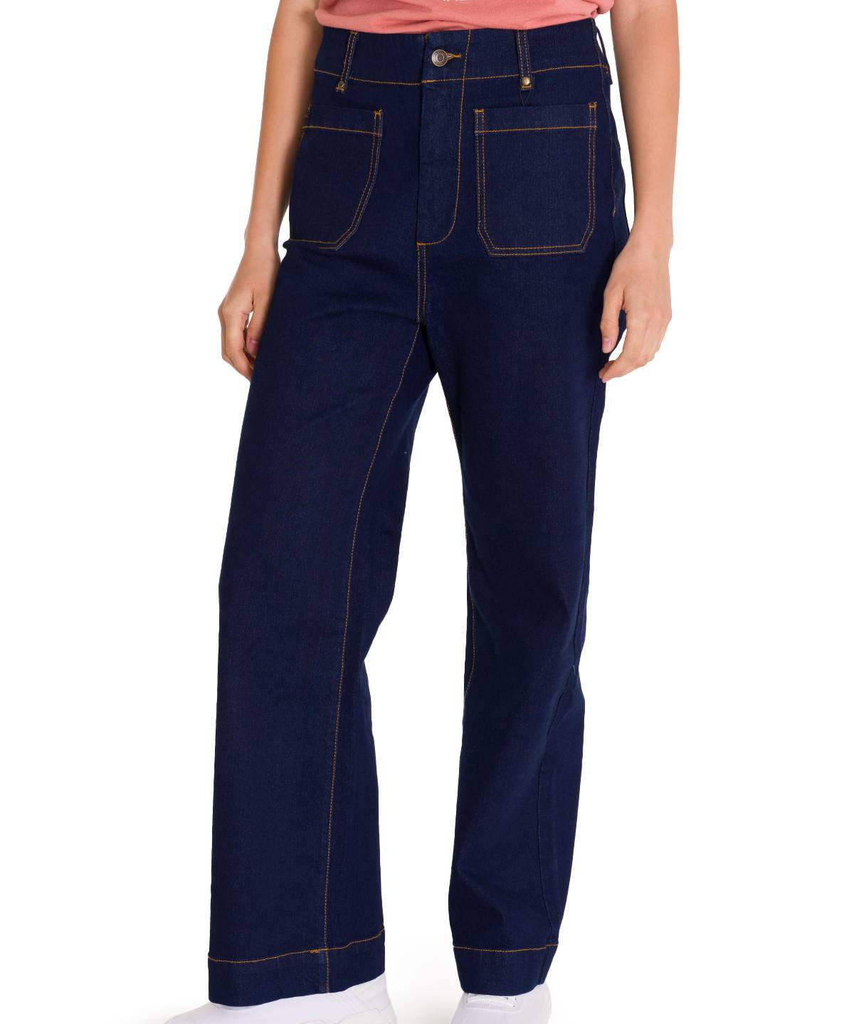 Jeans Wide Leg Casual Mujer TRIBLEND STRETCH DENIM PATCH FRONT POCKET FLARE Azul Marino Cat