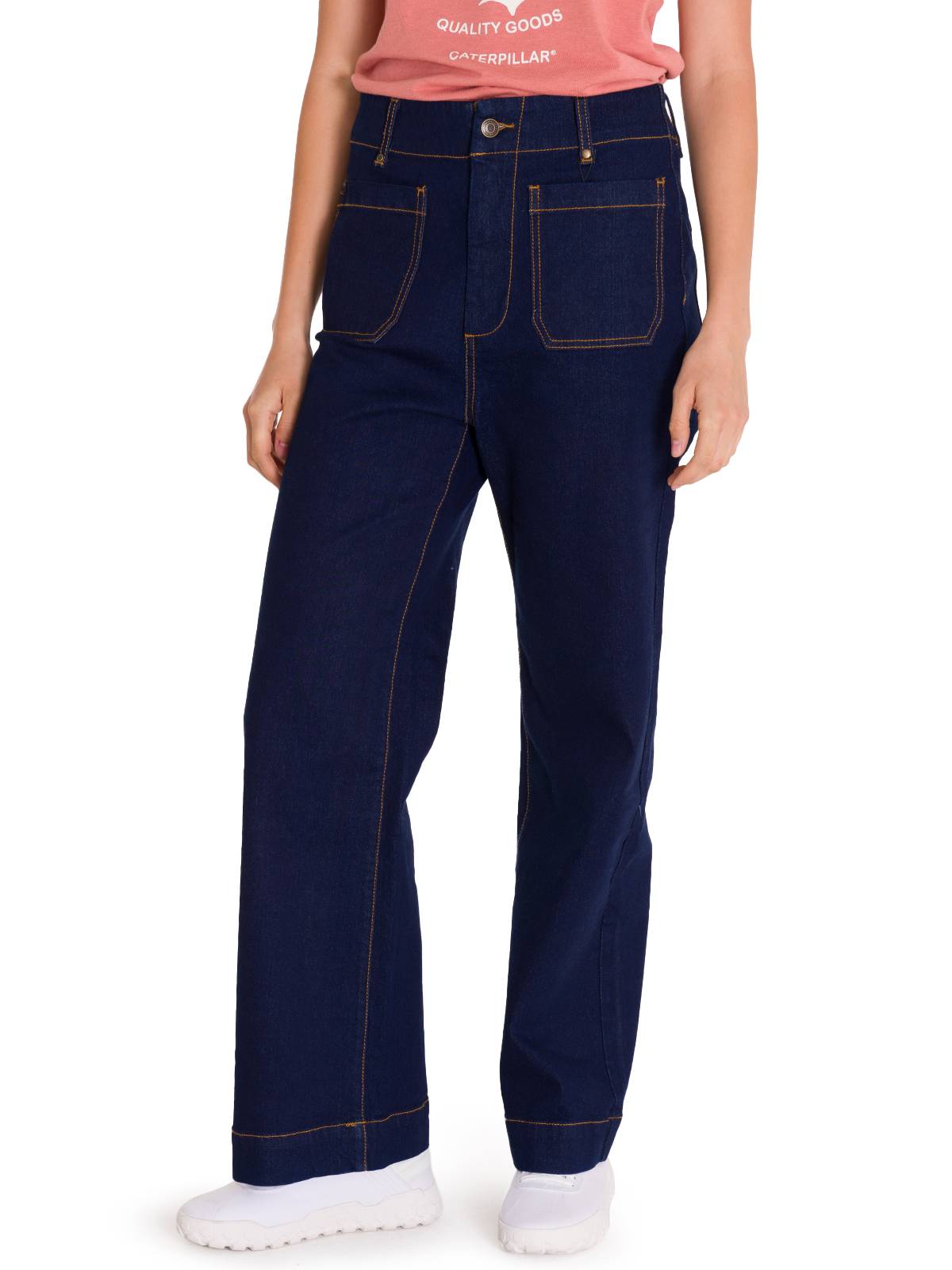 Jeans Wide Leg Casual Mujer TRIBLEND STRETCH DENIM PATCH FRONT POCKET FLARE Azul Marino Cat